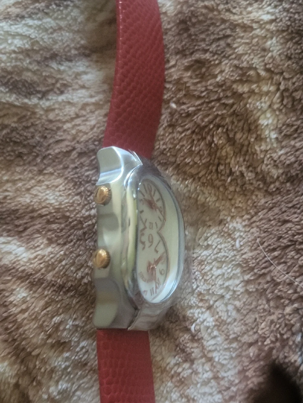 Philip stein HOST PICK  sig small double Red Pebble  Leather Watch Boxed Papers
